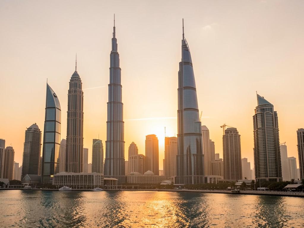 Dubai skyline at golden hour